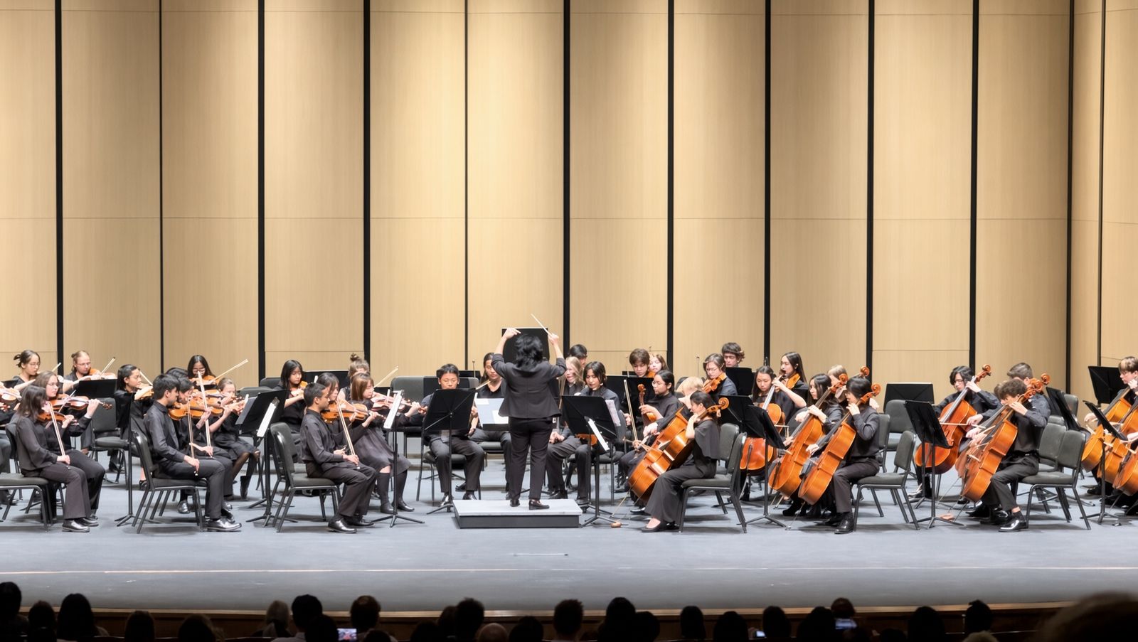 Performing with a full youth orchestra on stage